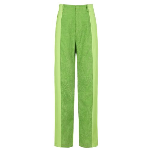 Baddie Elastic High Waist Corduroy Patchwork Pant