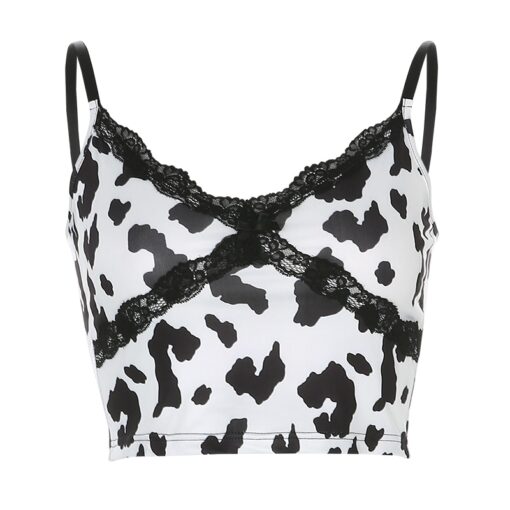 Summer Baddie Lace Cow Print Cami Top