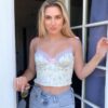 Frill Lace Floral Print Baddie Crop Top