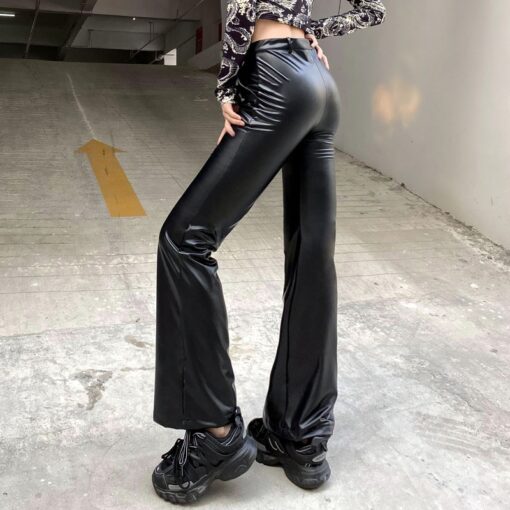 Baddie Chic Vintage Black Faux Leather Pant