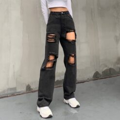 Baddie Hole Ripped Distressed Jean