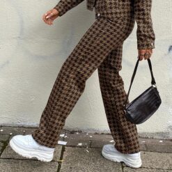 Houndstooth Plaid Baddie Vintage Pant