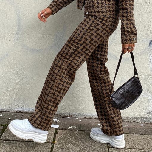 Houndstooth Plaid Baddie Vintage Pant