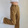 Baddie Elastic High Waist Corduroy Patchwork Pant