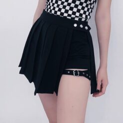 Baddie Asymmetrical Gothic Harajuku Pleated Skirt