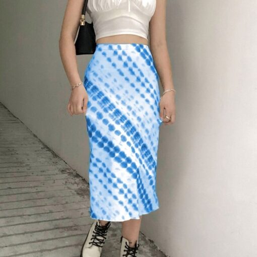 Tie Dye Print Mid Length Casual Baddie Skirt