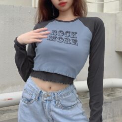 Rock More Letter Print Cotton Baddie Crop Top