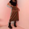 Baddie Chic Vintage High Waist Satin Midi Skirt