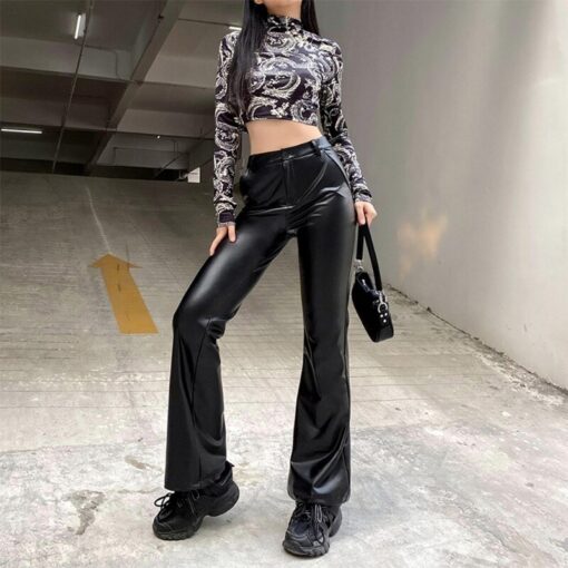 Baddie Chic Vintage Black Faux Leather Pant