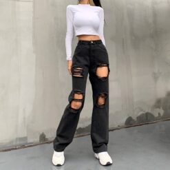 Baddie Hole Ripped Distressed Jean