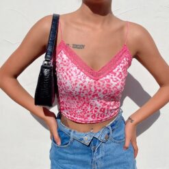 Baddie Leopard Sexy Spaghetti Strap Crop Top