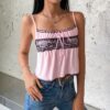 Lace Baddie Aesthetic 90s Frill Ruffles Cami Crop Top