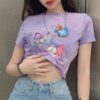 Baddie Summer Casual Sweet Cat Print Crop Top