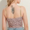 Lace Leopard Frill Spaghetti Strap Cami Top