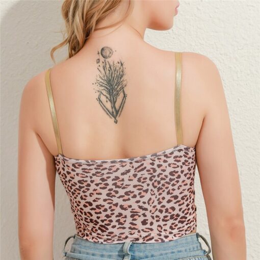 Lace Leopard Frill Spaghetti Strap Cami Top