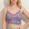 Lace Leopard Frill Spaghetti Strap Cami Top